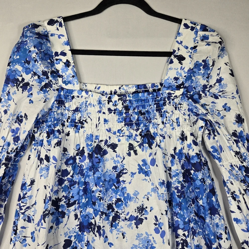 Tuckernuck Bluebell Meadows Tilly Smocked Floral Cotton Top NEW $168 sz Small
